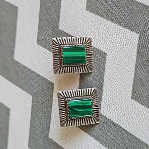 Vintage earrings with green malachite stones.